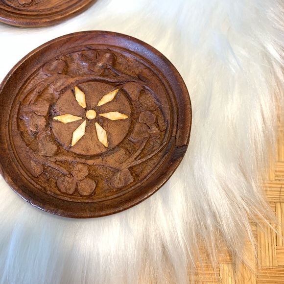 ‼️ SOLD ‼️ Set of five vintage wooden coasters - Picture 6 of 6